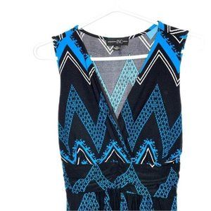 INC Maxi?Dress Geometric Print Empire Waist Blue Medium